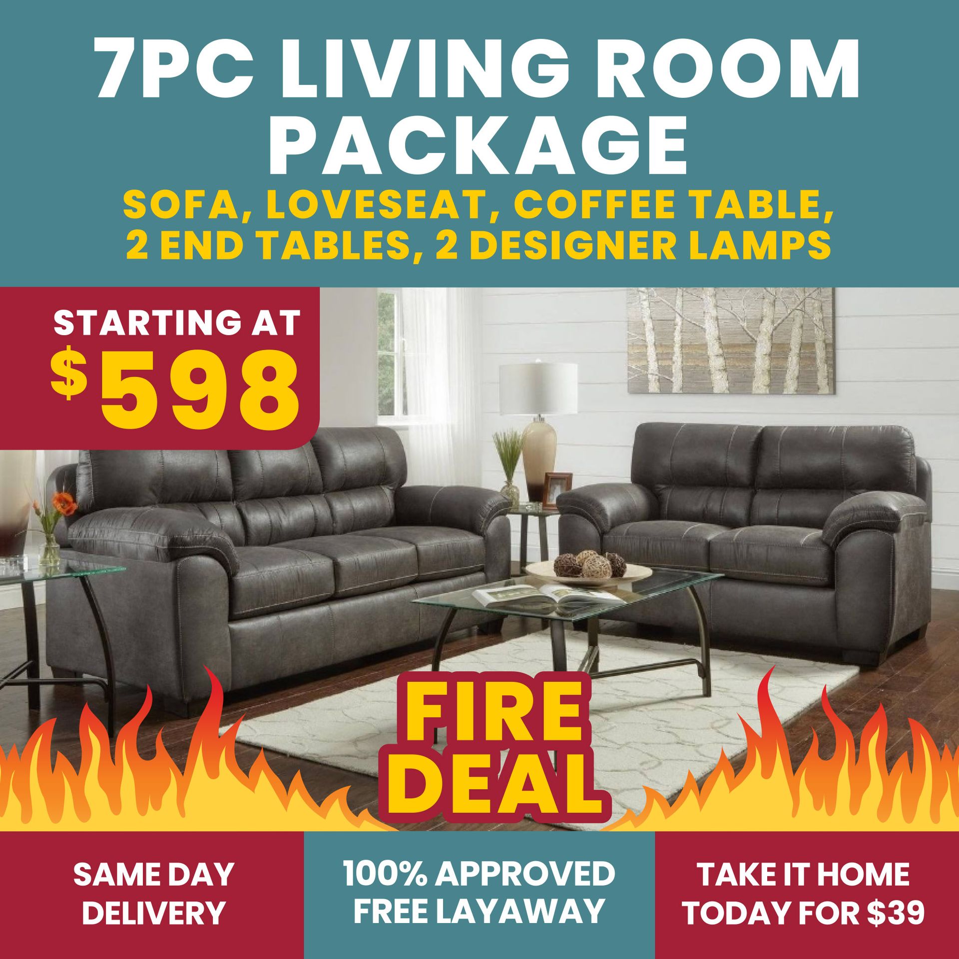 7 Piece Living Room Package
